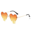 Lunettes de soleil cœur sans monture avec dégradé orange-jaune et effet fondant - Monture Dorée Verres Dégradé Orange