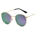 Retro round polarized sunglasses with gold metal frame and purple green gradient lenses - Gold Frame Purple Mercury Lens