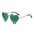 Lunettes de soleil cœur à effet fondu, verres verts et monture dorée fine - Monture Dorée Vert Foncé