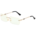 Frameless square sunglasses with gold metal frame and light yellow tinted lenses - Gold Frame Clear Lens