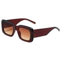 Lunettes de soleil carrées oversize tendance avec monture marron foncé et verres dégradés - Monture Thé Verres Thé Dégradé