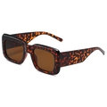 Retro square oversized tortoiseshell sunglasses with wide temples and brown lenses - Leopard / Brown