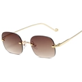 Lunettes sans monture avec verres dégradés marrons et branches en métal doré - Monture Dorée Thé Dégradé