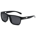Polarized sports sunglasses with lightweight black frame and dark grey square lenses - Bright Black Frame Grey Lens