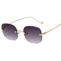 Lunettes sans monture avec verres dégradés violets et branches en métal doré - Monture Dorée Gris Dégradé