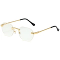 Frameless rimless octagonal sunglasses with gold twisted metal temples and clear lenses - Gold Frame White Lens