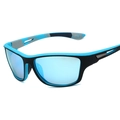 Sportliche Polarisationsbrille mit schwarz-blauem Rahmen und blau verspiegelten Gläsern - Schwarz Blauer Rahmen Eisblau