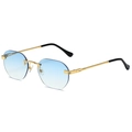 Frameless geometric sunglasses with gold metal twisted arms and blue gradient lenses - Gold Frame Blue Gradient