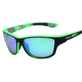 Polarisierte Sport-Sonnenbrille mit neongrün-schwarzem Rahmen und blauen Spiegelgläsern - Schwarz Grüner Rahmen Grüner Spiegel