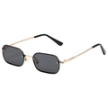 Modieuze randloze vierkante zonnebril met goudkleurig metalen frame en grijze glazen - Gouden Frame Grijze Lens
