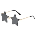 Star-shaped sunglasses with gold metal frame and grey lenses on white background - Gold Frame Grey Lens