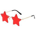 Star-shaped sunglasses with red lenses and gold metal frame on white background - Gold Frame Red Lenses