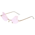 Lunettes de soleil ailes de libellé avec dégradé rose-violet et monture en métal doré - Monture Dorée Miroir Rose