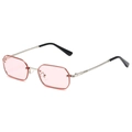 Randlose quadratische Sonnenbrille mit rosa Verlaufsgläsern und silbernen Metallbügeln - Silberrahmen Rosa Gläser