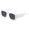 Retro oversized square sunglasses featuring thick white frames and dark gray lenses - White Frame Gray Lens
