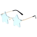 Star-shaped rimless sunglasses with light blue lenses and gold metal frame - Gold Frame Transparent Blue Lens