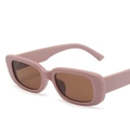 Lunettes de soleil rectangulaires rétro rose poudré avec verres brun foncé pour adultes - Monture Rose Violet Mat Verre Thé