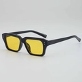 Retro vierkante zonnebril met zwart kunststof frame en gele glazen voor een trendy look - Zwart Frame Gele Lenzen