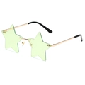 Star shaped sunglasses with light green lenses and a lightweight gold metal frame - Gold Frame Green
