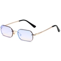 Randlose quadratische Sonnenbrille mit blauem Verlauf und goldenen Metalbügeln - Goldener Rahmen Blau Verspiegelt