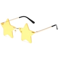 Star-shaped sunglasses with rimless yellow lenses and golden metal frames for fashion - Gold Frame Yellow Lenses