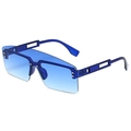 Oversized one-piece sunglasses with blue gradient lenses and translucent frame - Blue Frame Gradient Blue