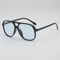 Lunettes de soleil aviateur oversize à double pont, monture noire et verres bleu océan - Monture Noir Brillant Verres Bleu Clair
