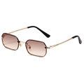 Randlose quadratische Sonnenbrille mit braunem Farbverlauf und goldenen gedrehten Bügeln - Goldrahmen Verloop Koffie
