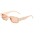 Lunettes de soleil rectangulaires beige avec verres orange clair en vue à 45 degrés - Monture Beige Verres Thé Clair