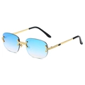 Lunettes de soleil carrées sans monture avec cadre en métal doré et verres dégradés - Monture Dorée Verres Dégradés Bleus
