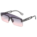 Fashionable gradient purple-pink oversized sunglasses with hollowed-out grey frame - Grey Frame Grey Pink Lens