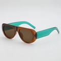 Brown and teal two-tone aviator sunglasses with transparent gradient finish - Tea Frame Tea Lens