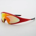 Futuristic red frame sports sunglasses with orange gradient lens for outdoor cycling - No Internal Ring - 0 Degree (Myopia) / Red Frame Red Mirror