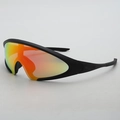 Futuristic sports cycling sunglasses with matte black frame and orange gradient lenses - No Internal Ring - 0 Degree (Myopia) / Black Frame Red Mirror