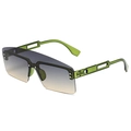 Fashionable oversized one-piece sunglasses in transparent green frame with gradient lenses - Green Frame Green Tea Lens