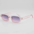 Pink transparent square sunglasses with gradient lenses in a stylish 45-degree studio view - Pink Frame Gray Pink Lens