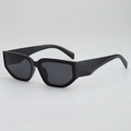 Lunettes de soleil œil-de-chat rétro avec large monture noire et verres polarisants - Monture Noire Verres Gris