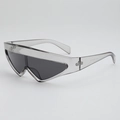 Futuristic grey translucent full-frame oversized shield sunglasses with dark grey lenses - Light Grey Frame Grey Lens