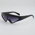 Futuristic oversized shield sunglasses with black frame and purple gradient lenses - Glossy Black Frame Gradient Grey Lens