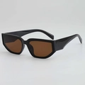 Lunettes de soleil rétro noires géométriques avec verres marrons au style vintage chic - Monture Noire Verres Thé