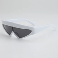 Occhiali da sole geometrici bianchi con montatura larga e stile futuristico Y2K - Montatura Bianco Porcellana Lenti Grigie