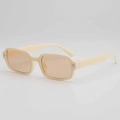 Occhiali da sole quadrati retrò con montatura bianco crema e lenti arancioni - Montatura Beige Lente Tè