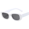 Lunettes de soleil rétro à monture carrée blanche avec verres gris foncé - Monture blanc plein verres gris
