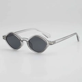 Retro polygon sunglasses with translucent grey frames and dark lenses for women - Grey Frame Grey Lens