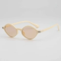 Gafas de sol poligonales color crema con lentes naranjas y detalles plateados de moda - Montura Beige Lente Té