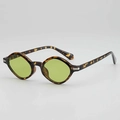 Gafas de sol retro de carey con lentes verdes claras y detalles metálicos hexagonales - Marco de Carey Lentes Verdes