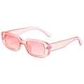Lunettes de soleil carrées roses semi-transparentes rétro avec plaquettes nasales intégrées - Monture Rose Transparente Verres Roses