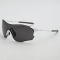 White cycling sunglasses with wide grey shield lens for outdoor wind and UV protection - White Frame Gray Lens