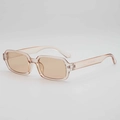 Vintage square sunglasses with transparent champagne jelly frame and amber lenses - Transparent Tea Frame Tea Lens