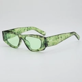 Chic green marble patterned polygon sunglasses with translucent light green lenses - Green Floral Frame Green Lens